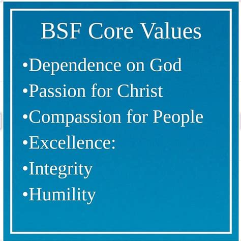 what does bsf mean|bsf core values.